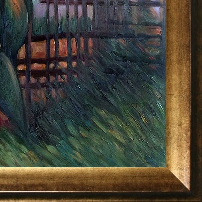 The Garden with Sunflower Pre-Framed - Athenian Gold Frame 20"X24"