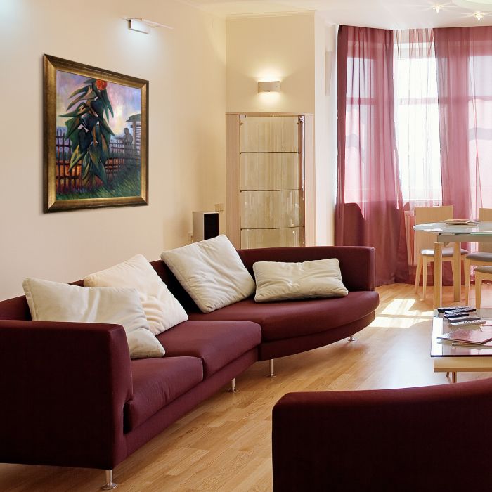 The Garden with Sunflower Pre-Framed - Athenian Gold Frame 20"X24"