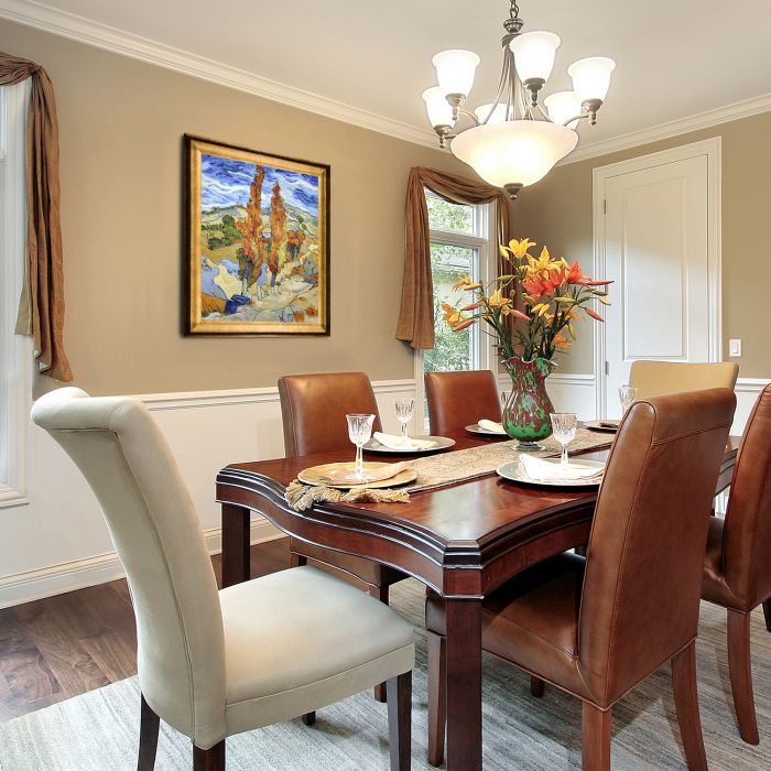 Two Poplars on a Hill Pre-Framed - Athenian Gold Frame 20"X24"