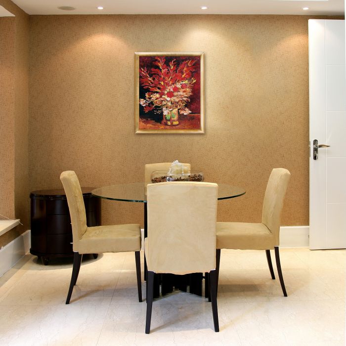 Vase with Gladioli and Carnations (red) Pre-Framed - Gold Luminoso Frame 20"X24"