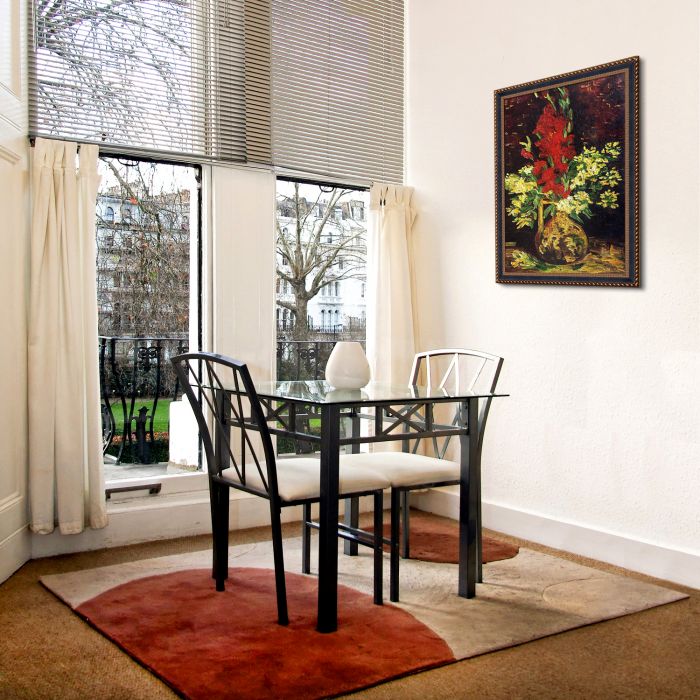 Vase with Gladioli and Carnations Pre-Framed - Verona Black and Gold Braid 24"X36"