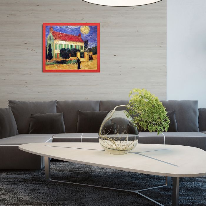 White House at Night Pre-Framed - Jubilee Red Frame 20" X 24"