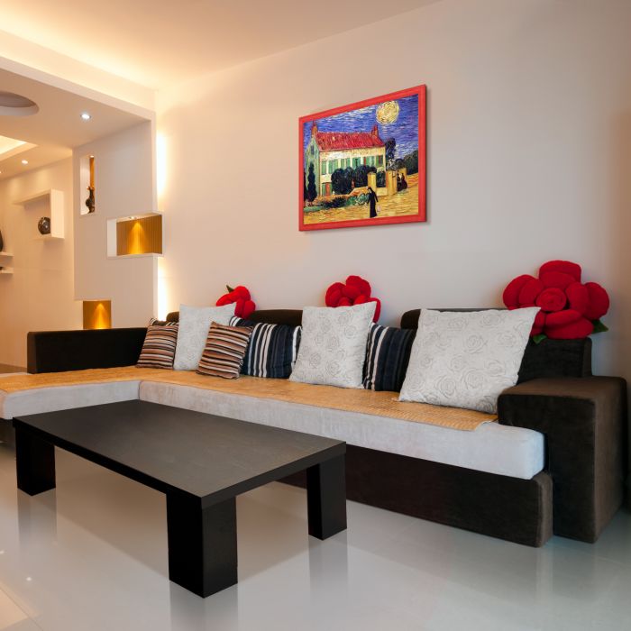 White House at Night Pre-Framed - Jubilee Red Frame 20" X 24"