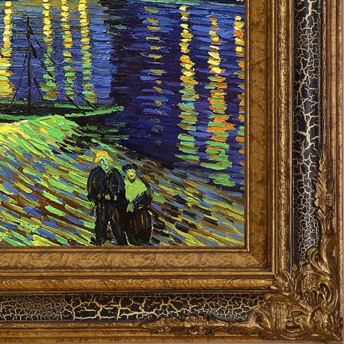 Starry Night Over the Rhone Pre-Framed - Black Crackle King Frame 20"X24"