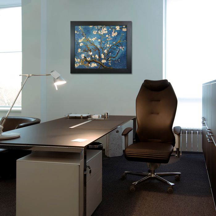 Branches of an Almond Tree in Blossom Pre-Framed - New Age Black Frame 20"X24"