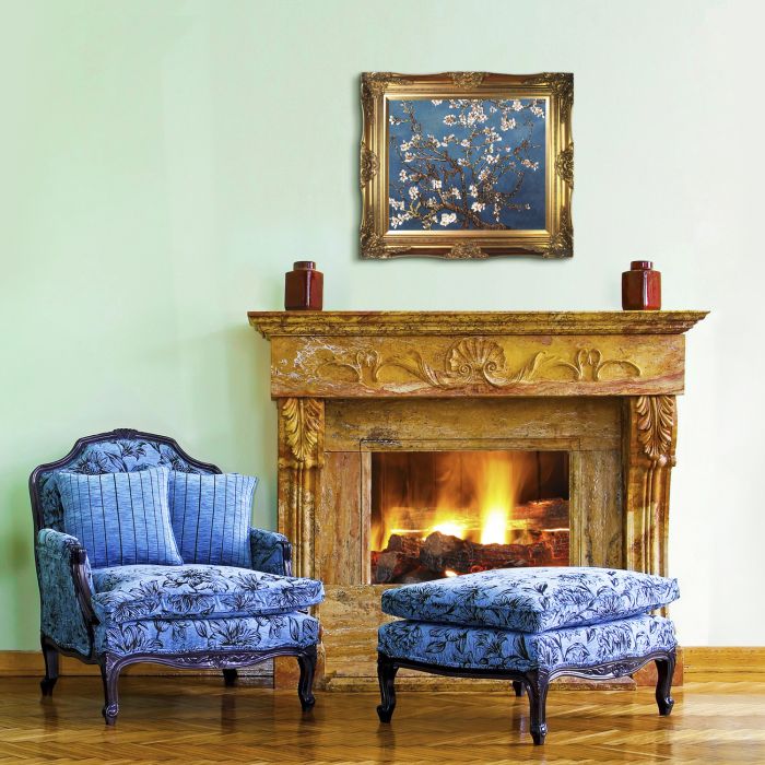 Branches of an Almond Tree in Blossom Pre-Framed - Victorian Gold Frame 20"X24"