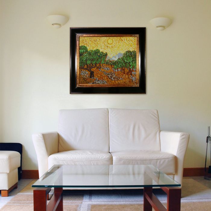 Olive Trees with Yellow Sun and Sky Pre-Framed - Opulent Frame 20"X24"