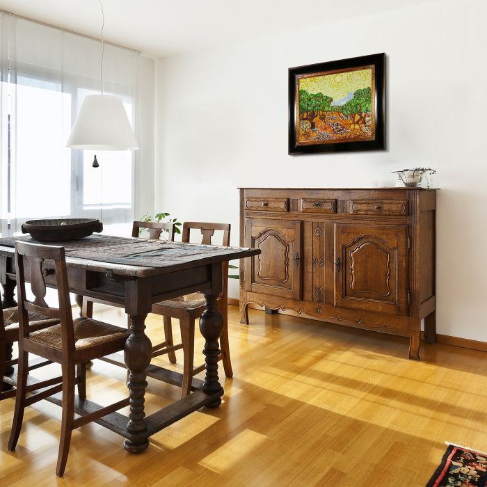 Olive Trees with Yellow Sun and Sky Pre-Framed - Opulent Frame 20"X24"