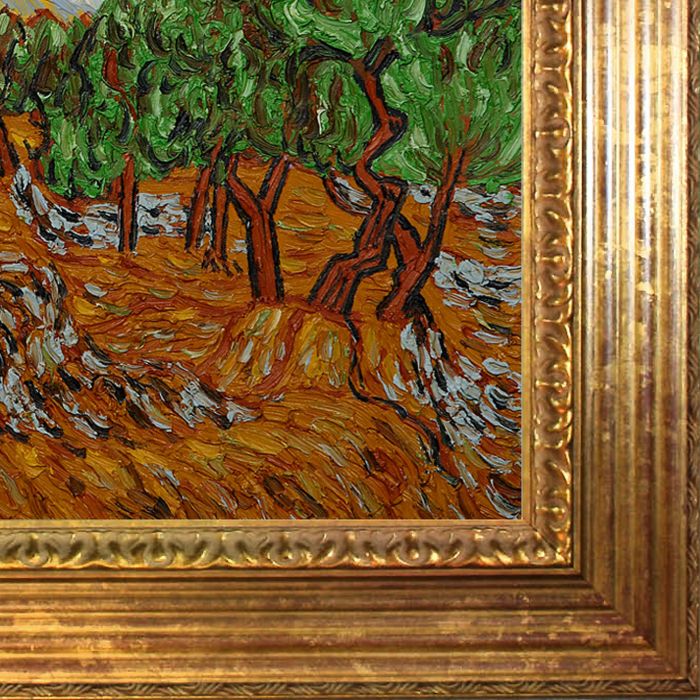 Olive Trees with Yellow Sun and Sky Pre-Framed - Vienna Gold Leaf Frame 20"X24"