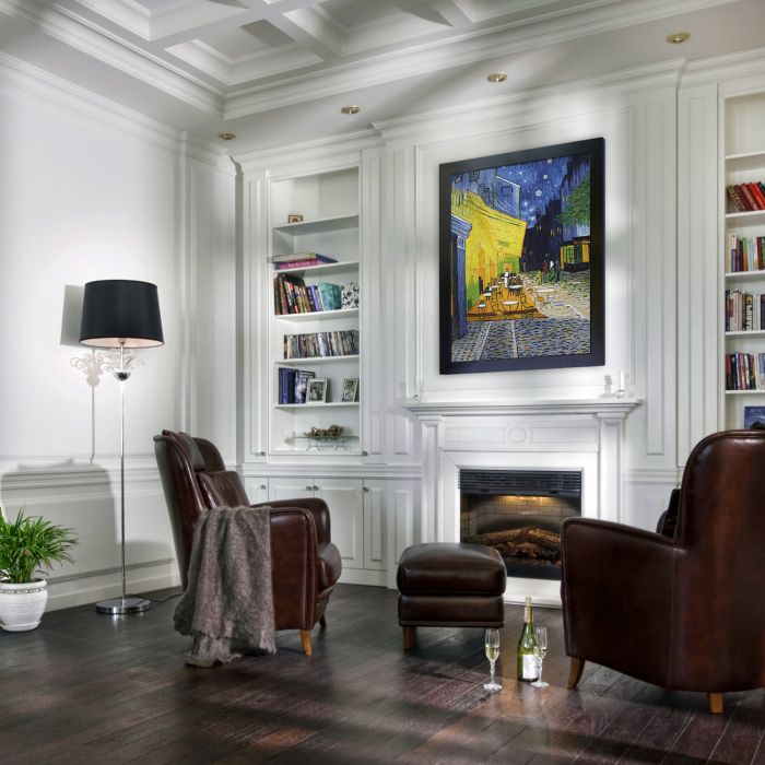 Cafe Terrace at Night Pre-Framed - New Age Black Frame 30"X40"