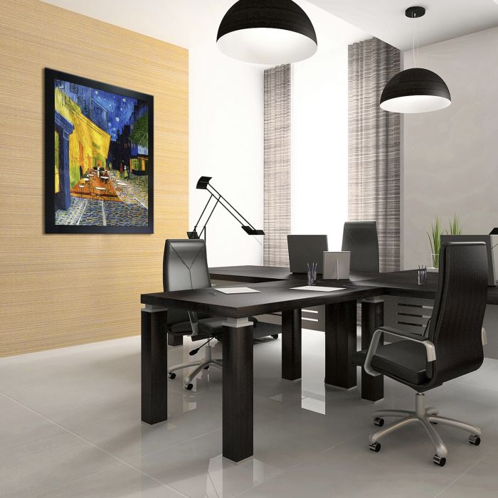 Cafe Terrace at Night Pre-Framed - New Age Black Frame 30"X40"