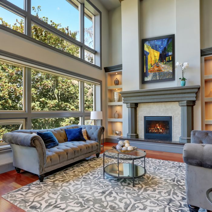 Cafe Terrace at Night Pre-Framed - New Age Black Frame 30"X40"