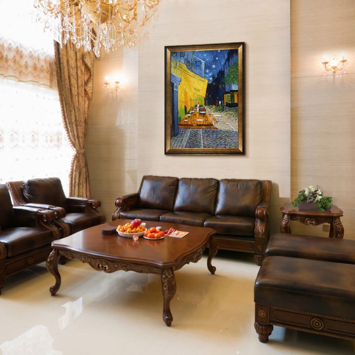 Cafe Terrace at Night Pre-Framed - Athenian Gold Frame 30"X40"