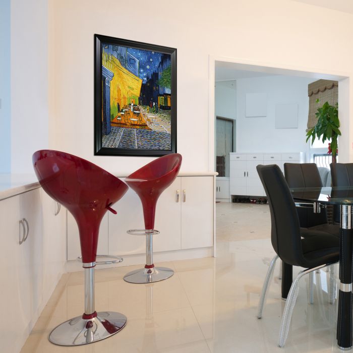 Cafe Terrace at Night Pre-Framed - Black Matte Frame 30"X40"