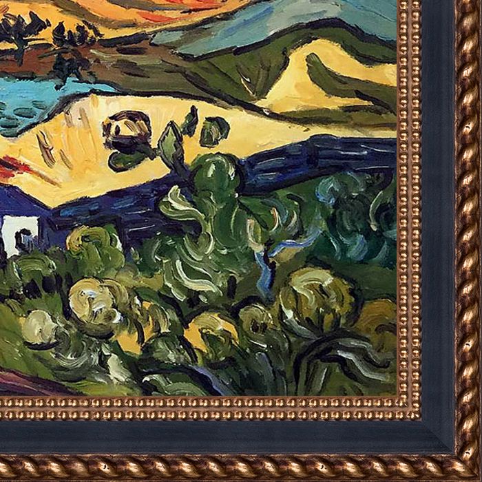 Les Alpilles, Mountain Landscape near South-Reme, 1889 Pre-Framed - Verona Black and Gold Braid 20" X 24"