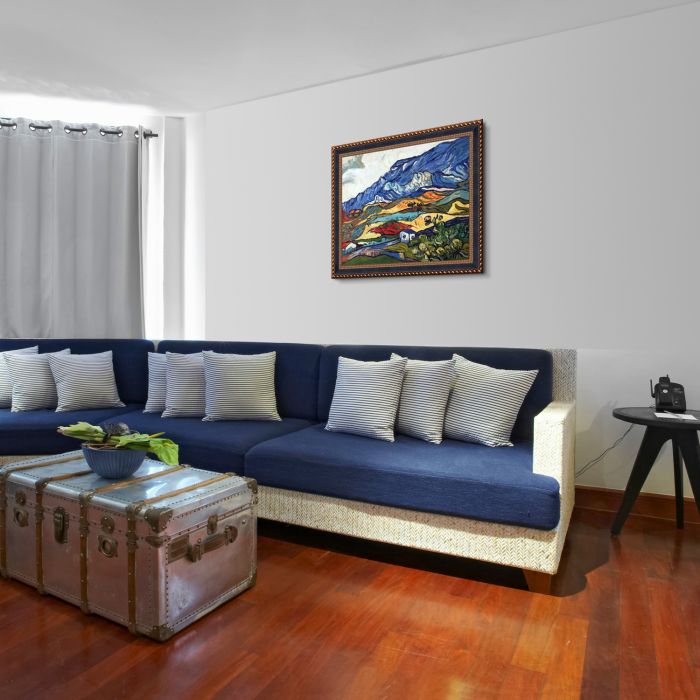 Les Alpilles, Mountain Landscape near South-Reme, 1889 Pre-Framed - Verona Black and Gold Braid 20" X 24"