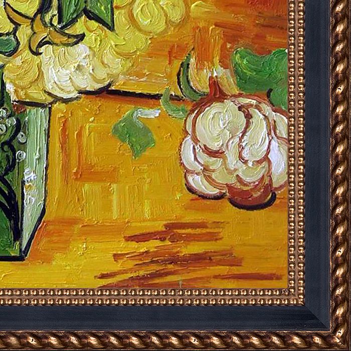 Japanese Vase with Roses and Anemones, 1890 Pre-framed - Verona Black and Gold Braid 20" X 24"