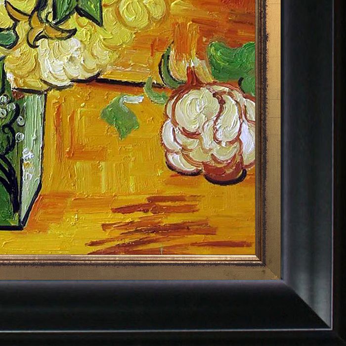 Japanese Vase with Roses and Anemones, 1890 Pre-framed - Black Matte King and Piccino Luminoso Custom Stacked Frame 20" X 24"