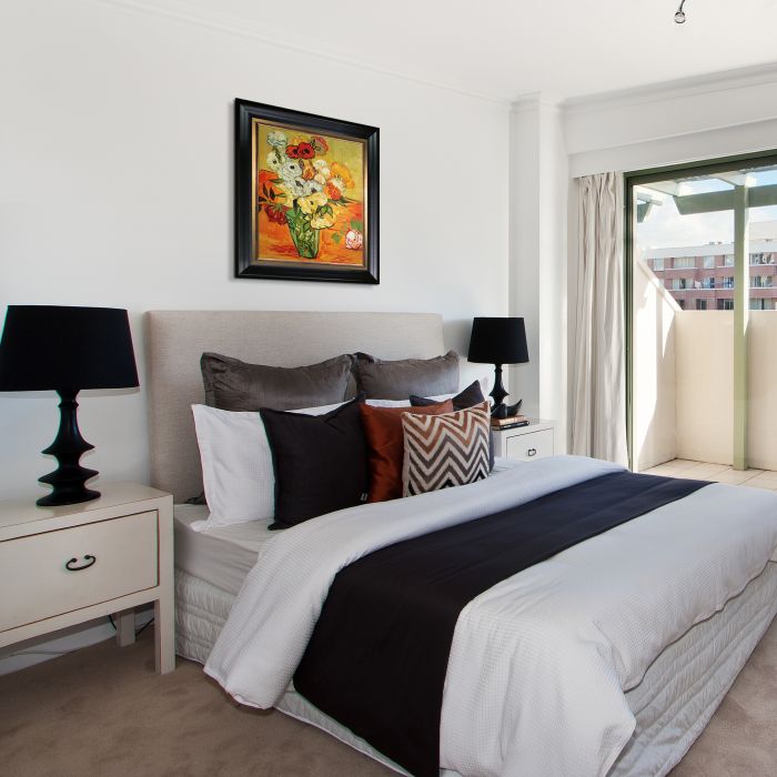 Japanese Vase with Roses and Anemones, 1890 Pre-framed - Black Matte King and Piccino Luminoso Custom Stacked Frame 20" X 24"