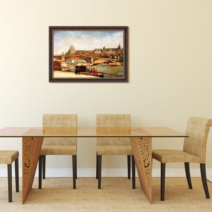 The Pont du Carrousel and the Louvre, 1886 Pre-Framed - Verona Black and Gold Braid 24"X36"