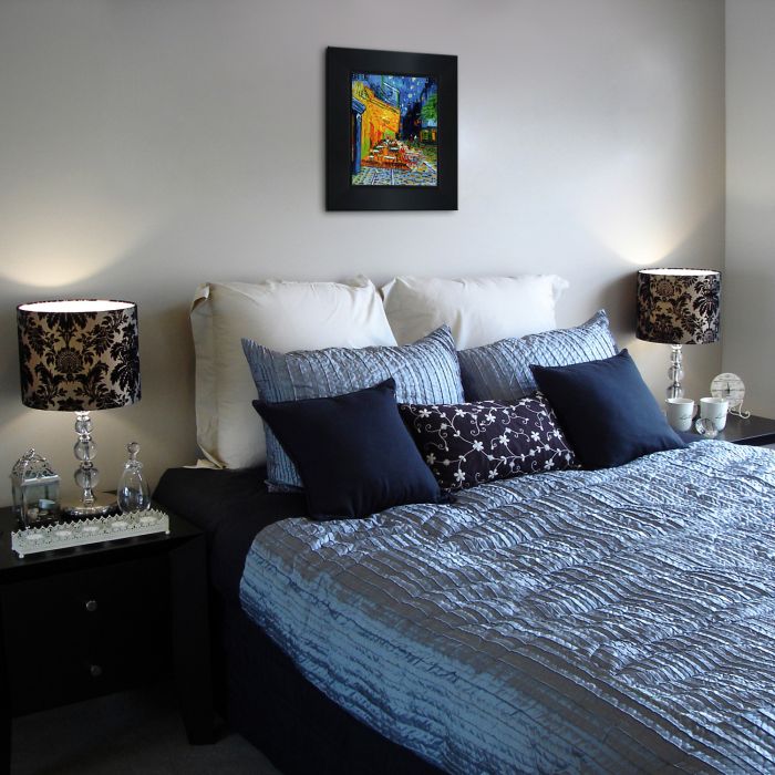 Cafe Terrace at Night Pre-Framed - New Age Black Frame 8"X10"