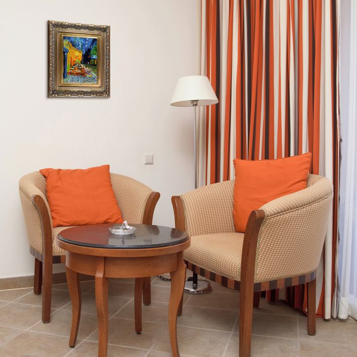 Cafe Terrace at Night Pre-Framed - Baroque Antique Gold Frame 8"X10"