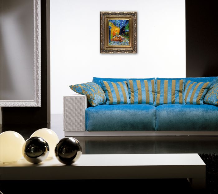 Cafe Terrace at Night Pre-Framed - Baroque Antique Gold Frame 8"X10"