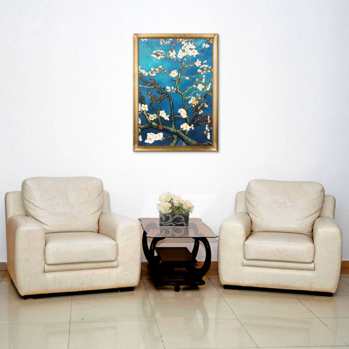 Branches Of An Almond Tree In Blossom Pre-Framed - Gold Luminoso Frame 24" x 36"