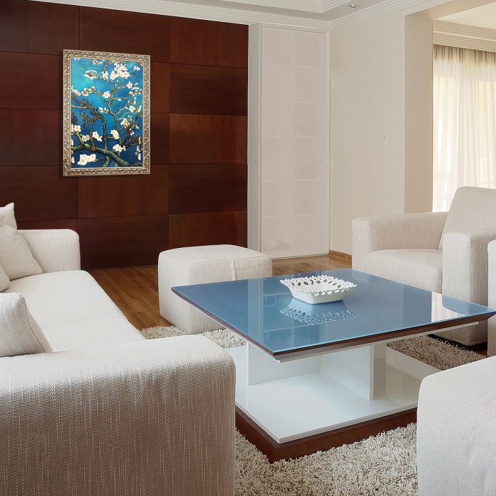 Branches Of An Almond Tree In Blossom Pre-Framed - Rococo Silver 24"X36"