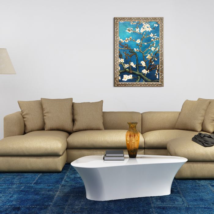 Branches Of An Almond Tree In Blossom Pre-Framed - Rococo Silver 24"X36"