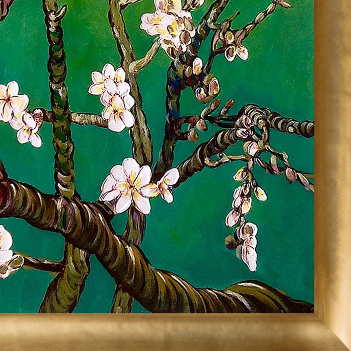 Branches of an Almond Tree in Blossom, Emerald Green Pre-Framed - Gold Luminoso Frame 24" x 36"