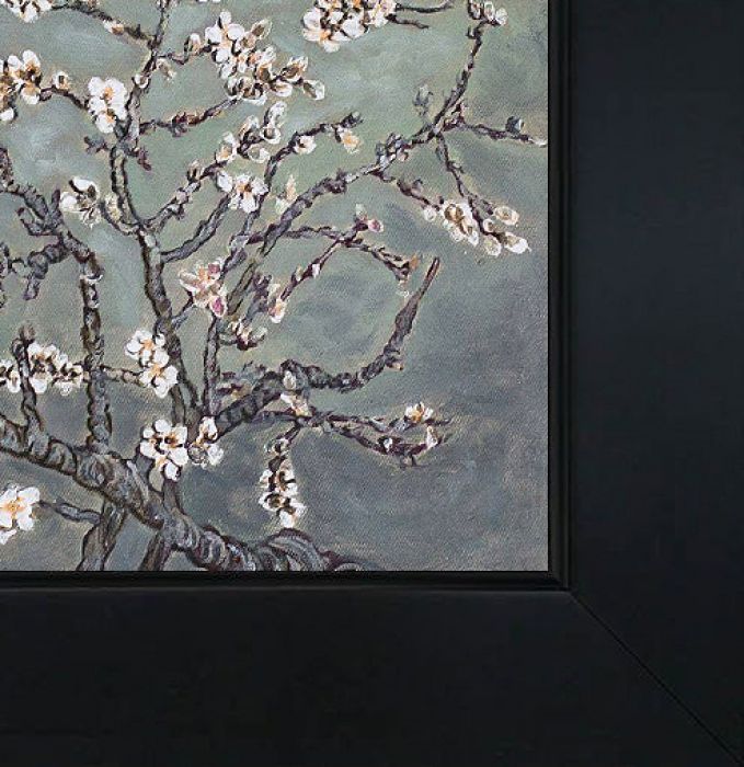 Branches of an Almond Tree in Blossom, Pearl Grey Pre-framed - New Age Black Frame 8"X10"