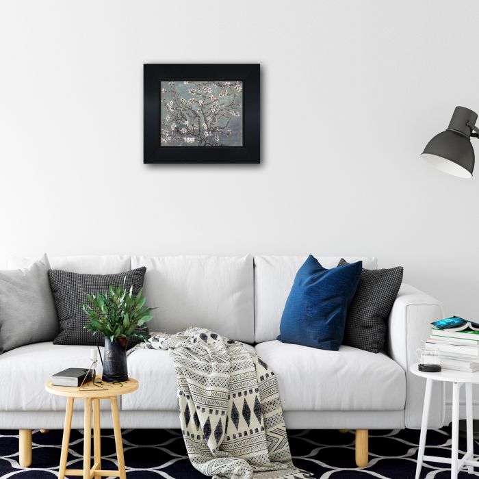 Branches of an Almond Tree in Blossom, Pearl Grey Pre-framed - New Age Black Frame 8"X10"