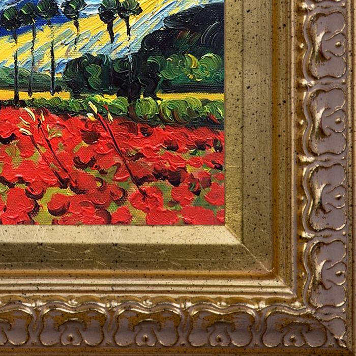 Starry Poppy Collage Pre-Framed - Elegant Gold Frame 8"X10"