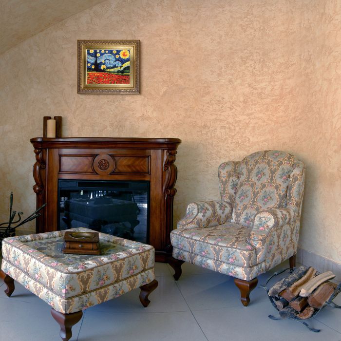 Starry Poppy Collage Pre-Framed - Elegant Gold Frame 8"X10"