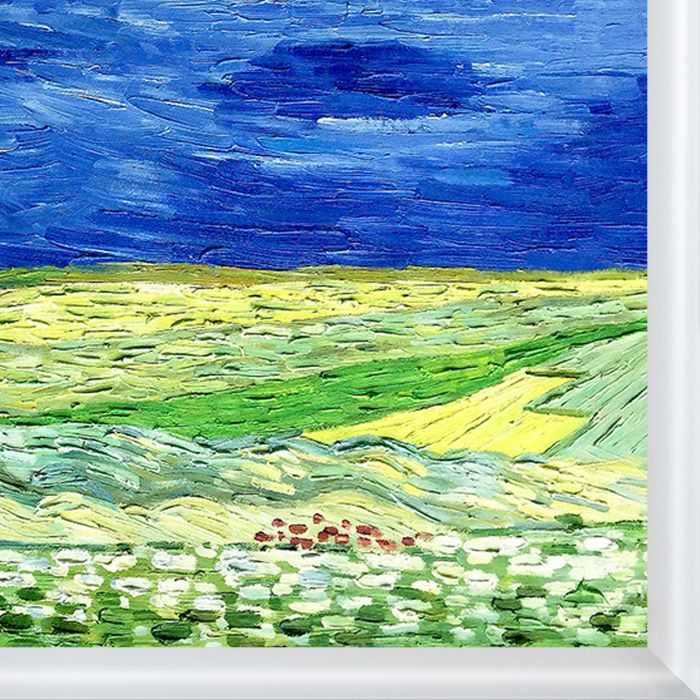 Wheatfield Under Thunderclouds Pre-Framed - Moderne Blanc Frame 24" X 36"