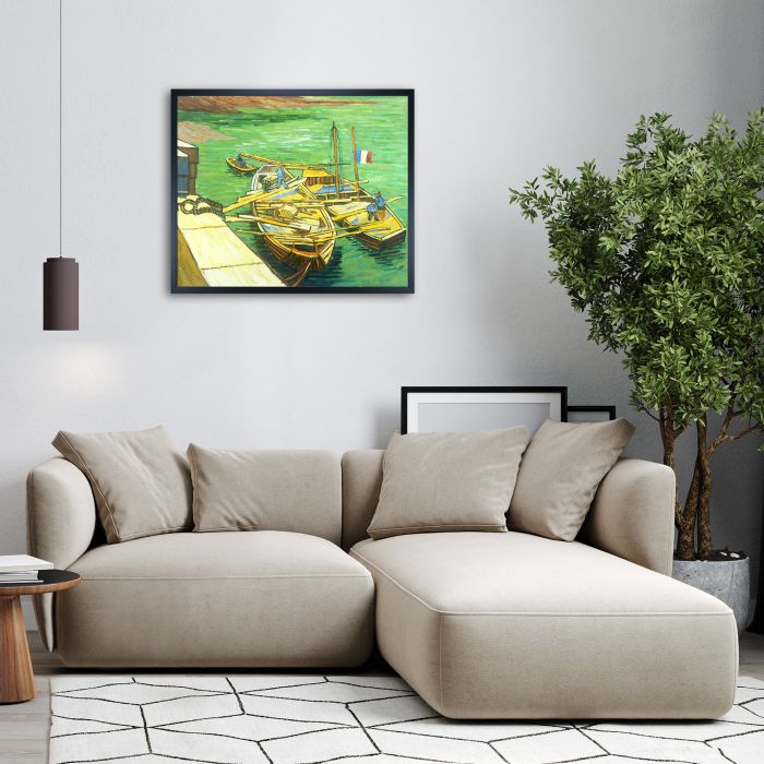 Boats du Rhone Pre-framed - Studio Black Wood Frame 20"X24"