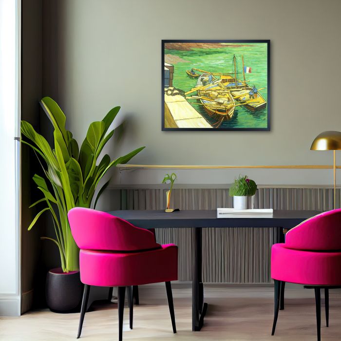 Boats du Rhone Pre-framed - Studio Black Wood Frame 20"X24"