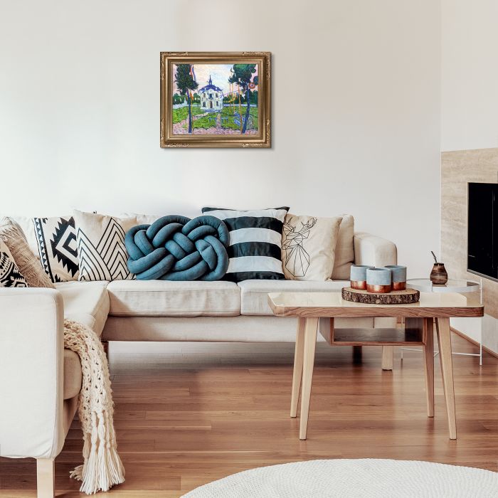 Auvers Town Hall in 14 July with Florentine Dark Champagne Frame - Florentine Dark Champagne Frame 20"X24"