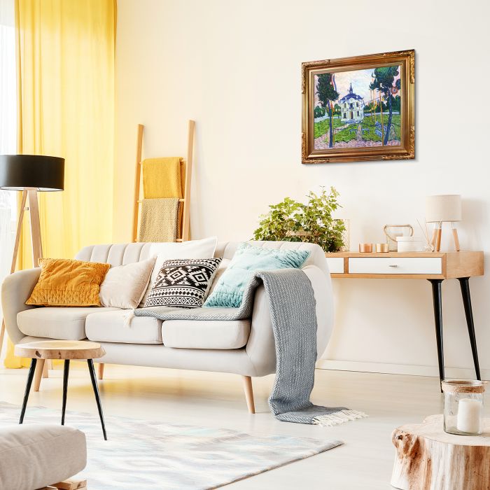 Auvers Town Hall in 14 July with Florentine Dark Champagne Frame - Florentine Dark Champagne Frame 20"X24"