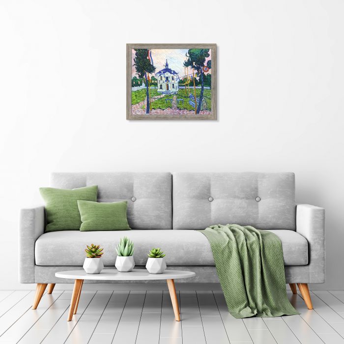 Auvers Town Hall in 14 July Pre-Framed - Metropolitan Pewter Frame 20" X 24"