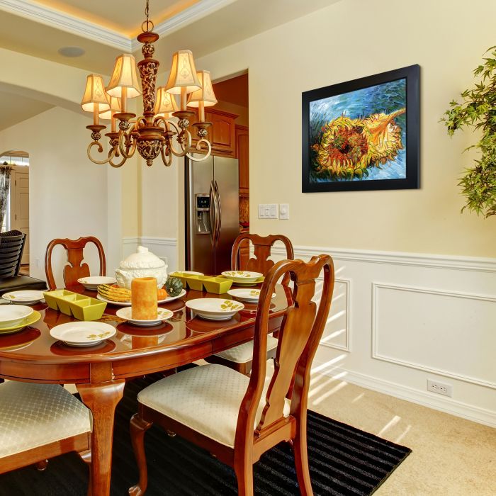 Two Cut Sunflowers Pre-Framed - New Age Black Frame 20"X24"