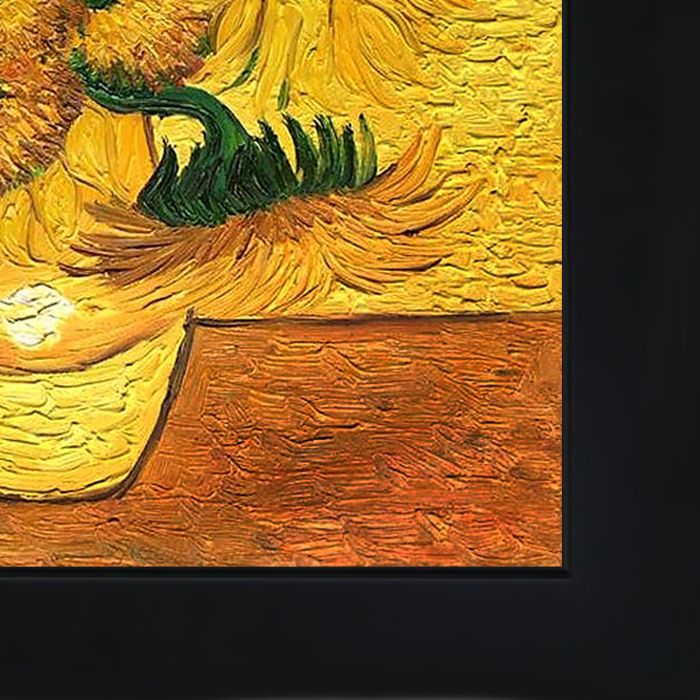 Vase with Fifteen Sunflowers Pre-Framed - New Age Black Frame 20"X24"