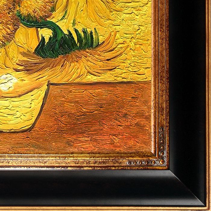 Vase with Fifteen Sunflowers Pre-Framed - Opulent Frame 20"X24"
