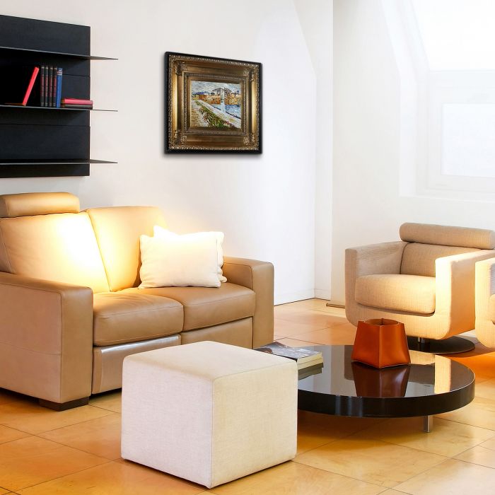 Langlois Bridge at Arles with Road Alongside the Canal Pre-Framed - Regency Gold Frames 8"X10"