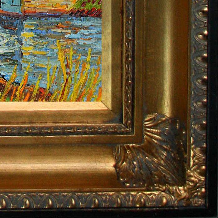 Langlois Bridge at Arles with Women Washing Pre-framed - Regency Gold Frames 8"X10"