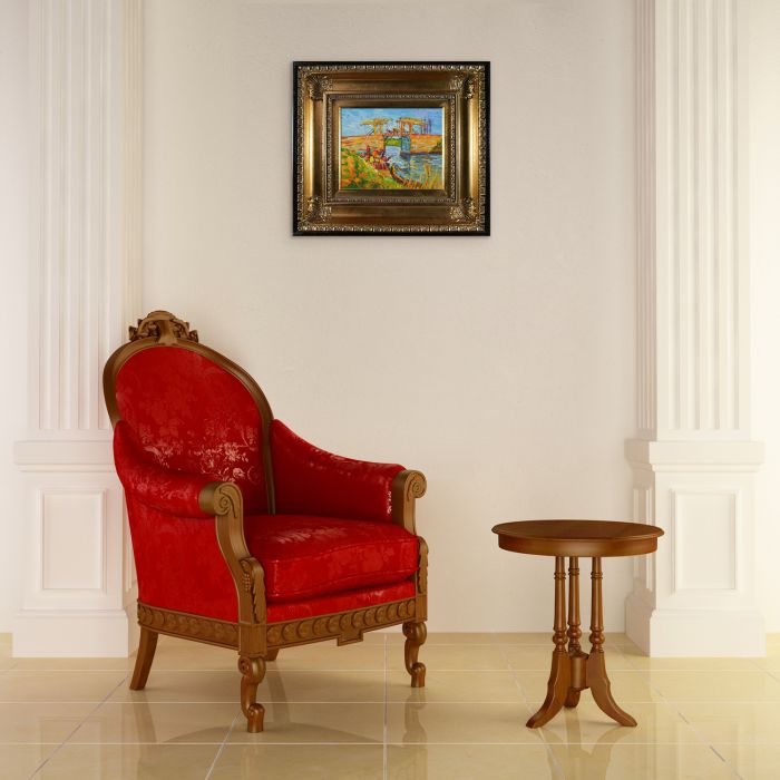 Langlois Bridge at Arles with Women Washing Pre-framed - Regency Gold Frames 8"X10"