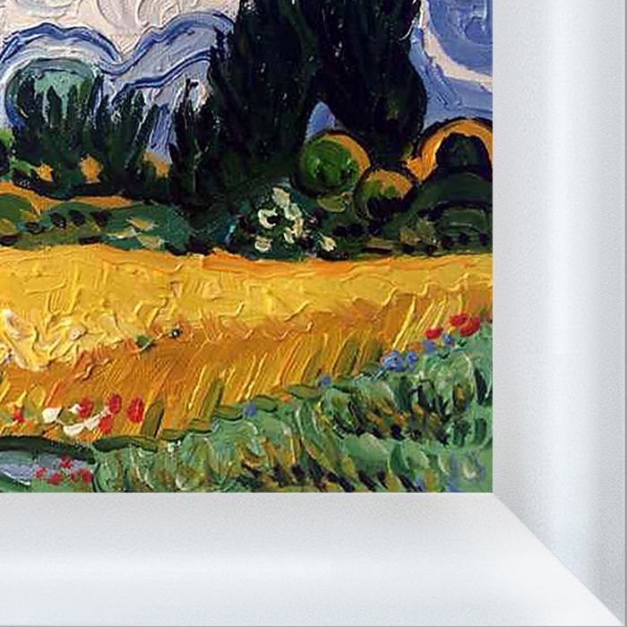 Wheat Field with Cypresses Pre-Framed - Moderne Blanc Frame 8" X 10"