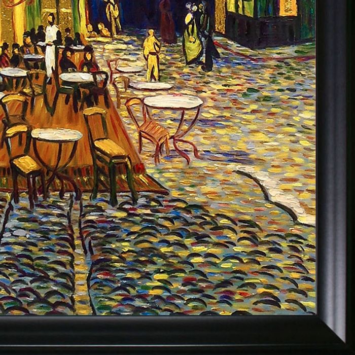 Cafe Terrace at Night (Luxury Line) Pre-Framed - Black Matte Frame 24"X36"