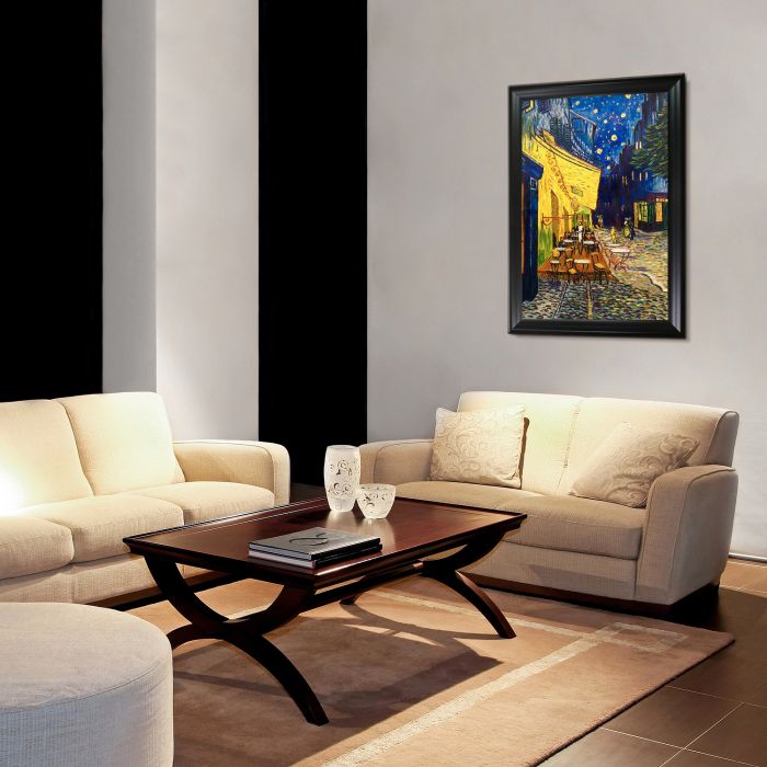 Cafe Terrace at Night (Luxury Line) Pre-Framed - Black Matte Frame 24"X36"